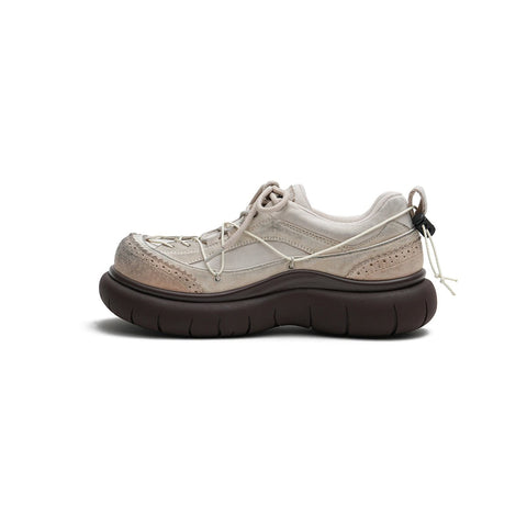 Women's Brogue-Detail Chunky Platform Sneakers – Cage Lace Winter Shoes