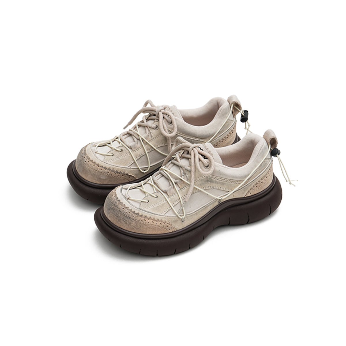 Women's Brogue - Detail Chunky Platform Sneakers – Cage Lace Winter Shoes