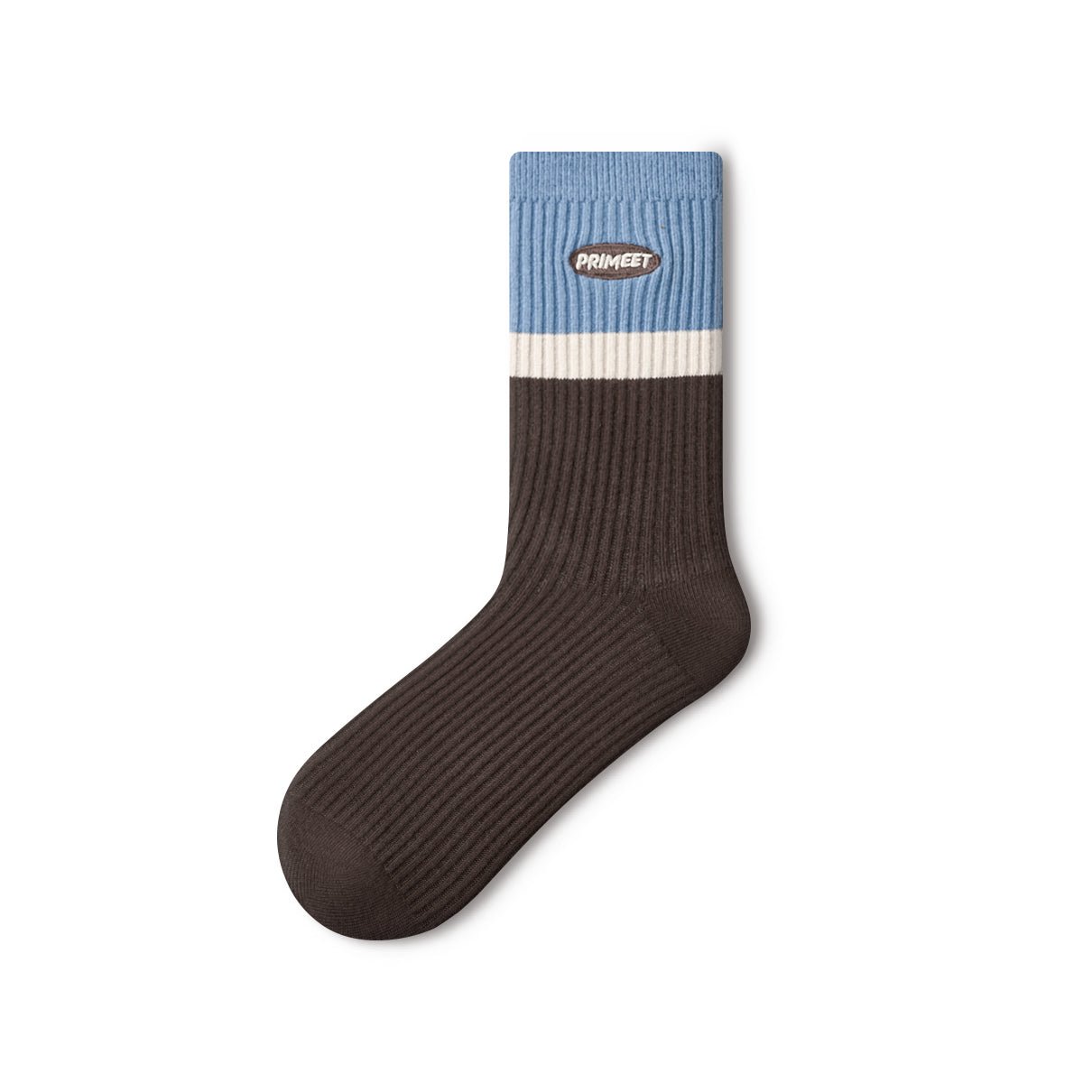 Classic Brown & Blue Patterned Mid - Calf Socks – Women's 5 - Pair All - Season Crew Set