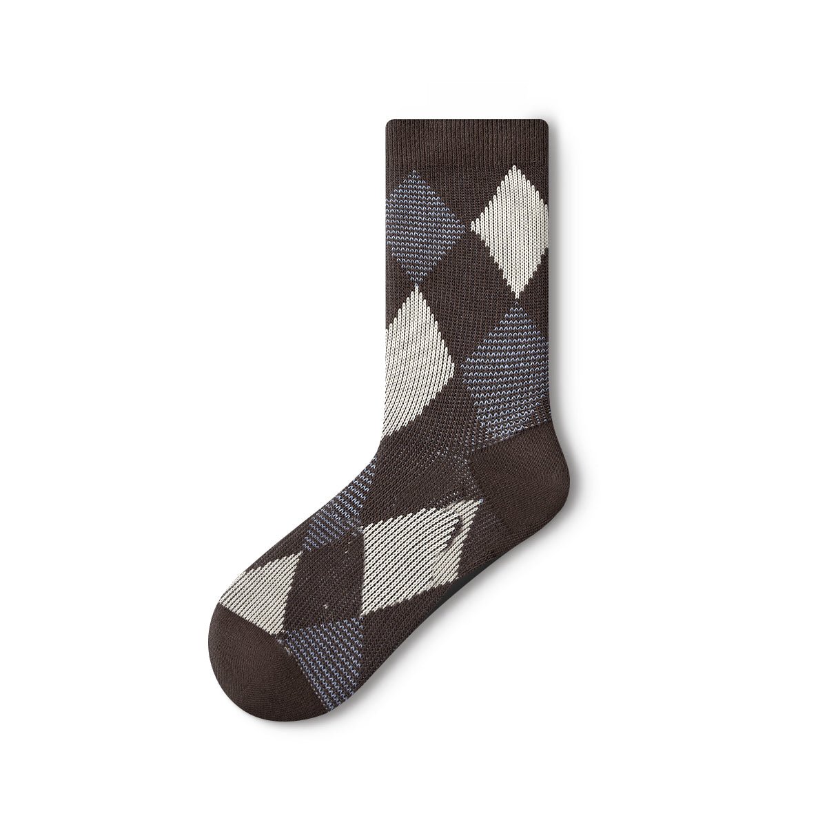 Classic Brown & Blue Patterned Mid - Calf Socks – Women's 5 - Pair All - Season Crew Set