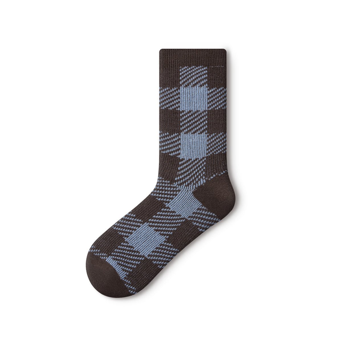Classic Brown & Blue Patterned Mid - Calf Socks – Women's 5 - Pair All - Season Crew Set