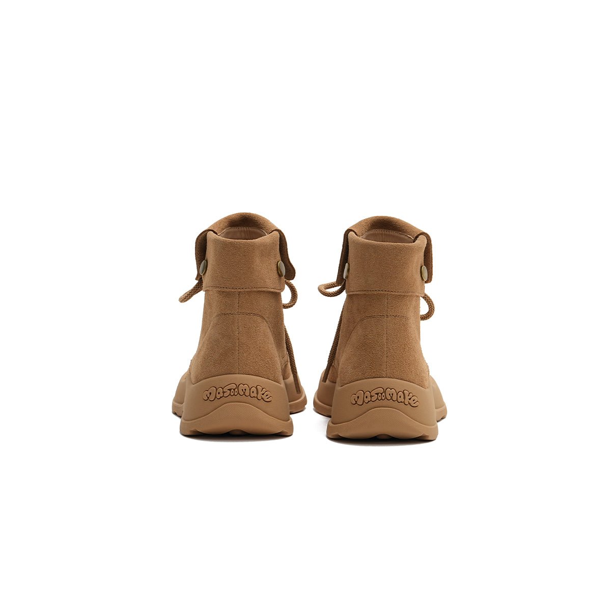Women's Brown Suede Fold - Over Motorcycle Boots – Chunky Sole Lace - Up Boots