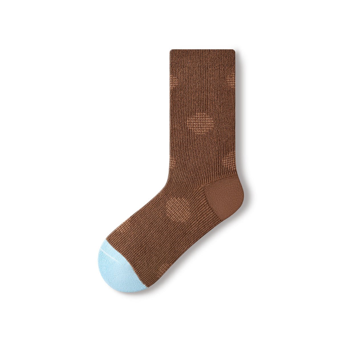 Chocolate Brown & Powder Blue Patterned Mid - Calf Socks – Women's 5 - Pair All - Season Universal Set