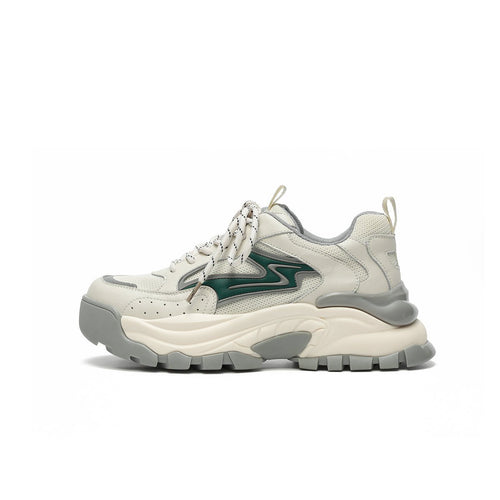 Women's Chunky Platform Sneakers with Green Wave Accent