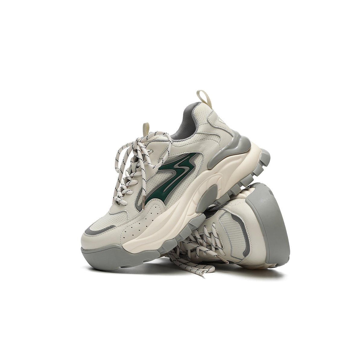 Women's Chunky Platform Sneakers with Green Wave Accent