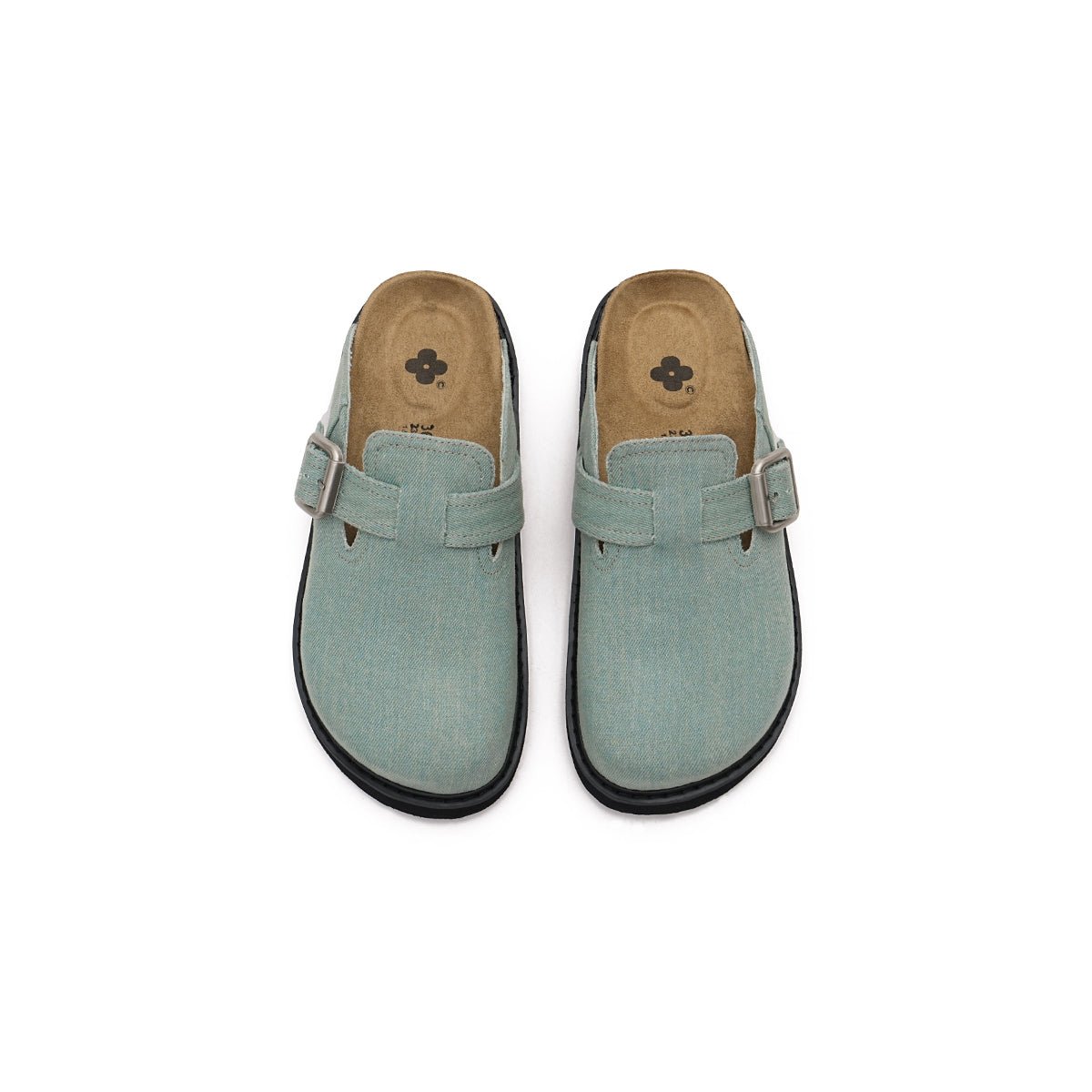 Women's Closed - Toe Slip - On Flat Mules – Canvas Cork Buckle Clogs