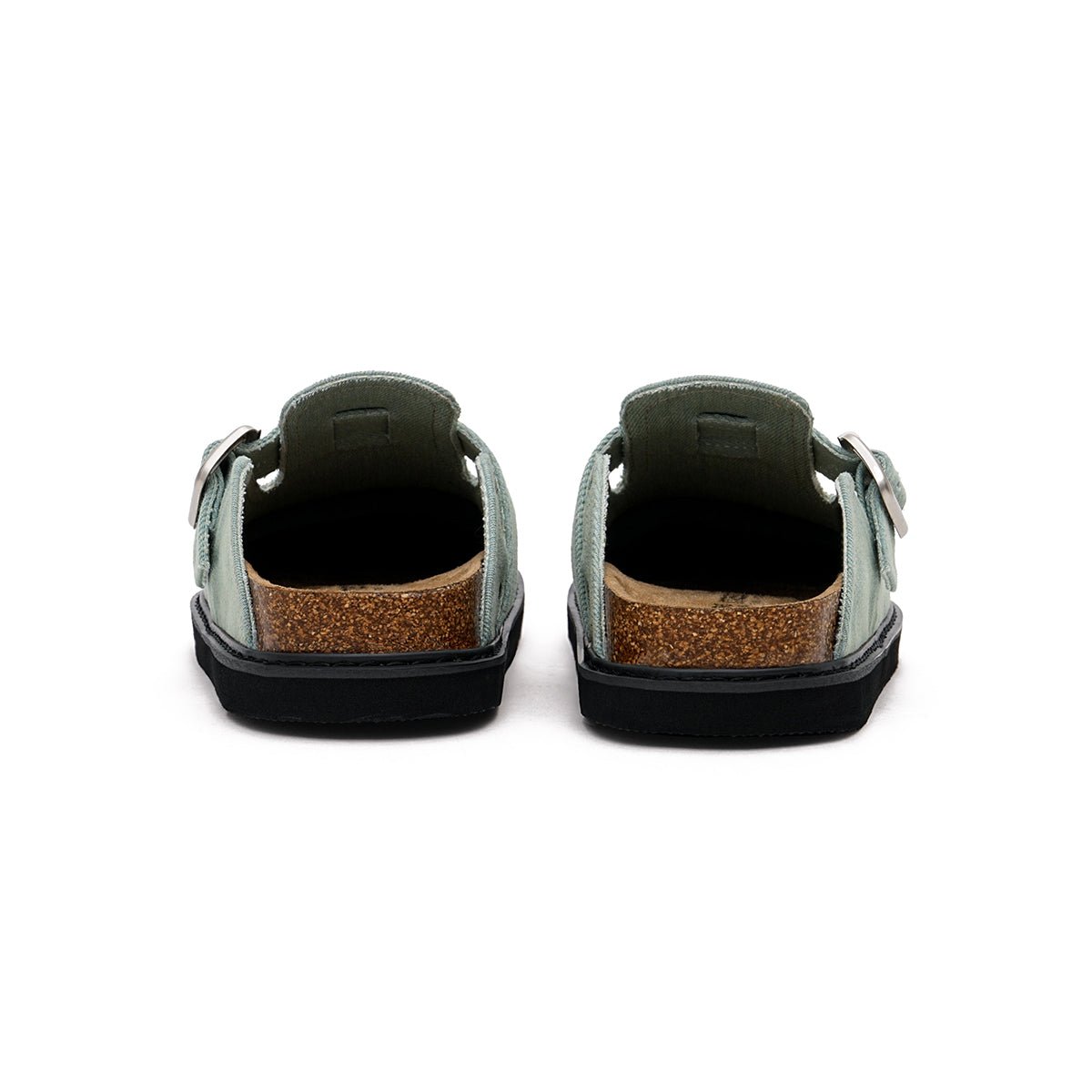 Women's Closed - Toe Slip - On Flat Mules – Canvas Cork Buckle Clogs
