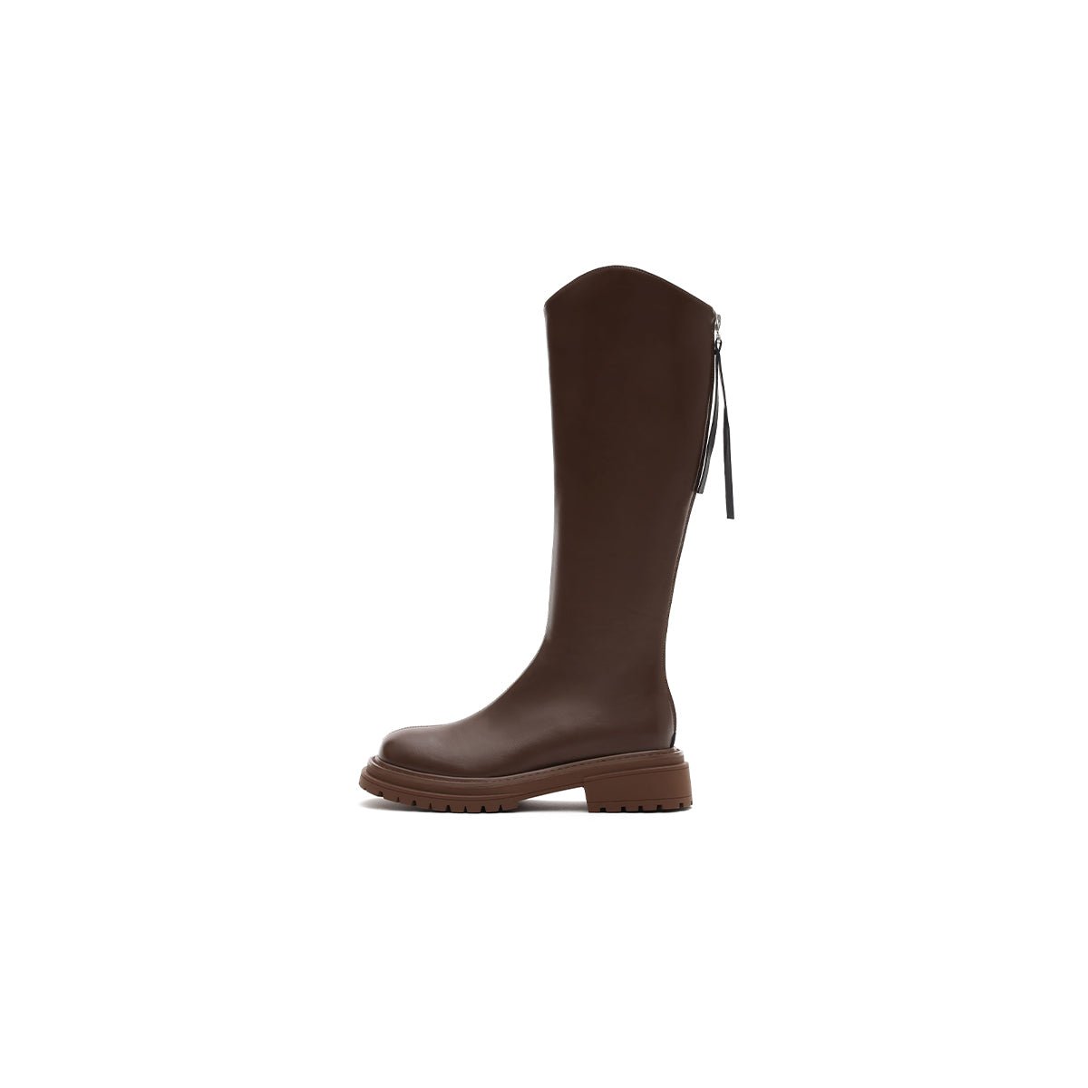 Women's Coffee Leather Knee - High Riding Boots