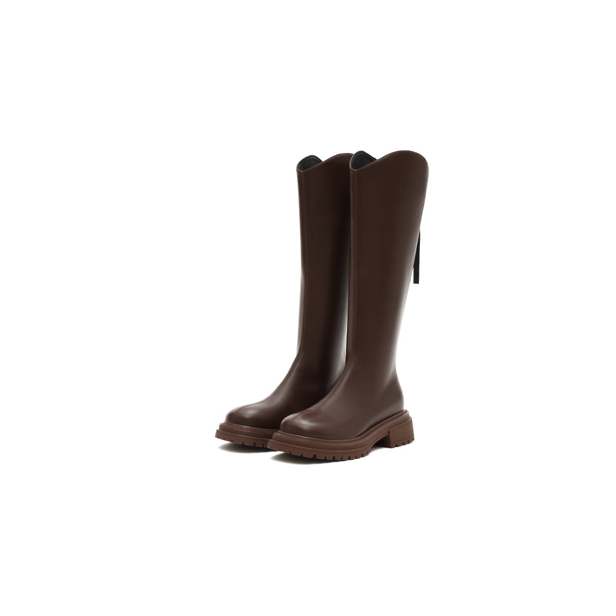 Women's Coffee Leather Knee - High Riding Boots