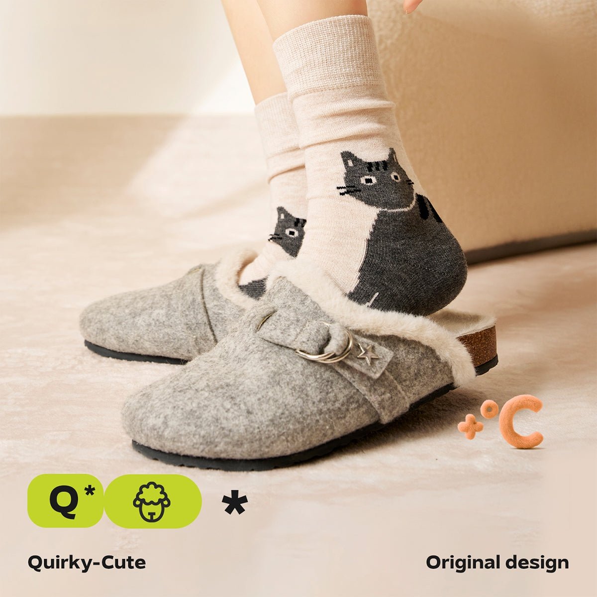 Cozy Winter Animal Wool Mid - Calf Socks – Women's 4 - Pair Cold - Weather Set