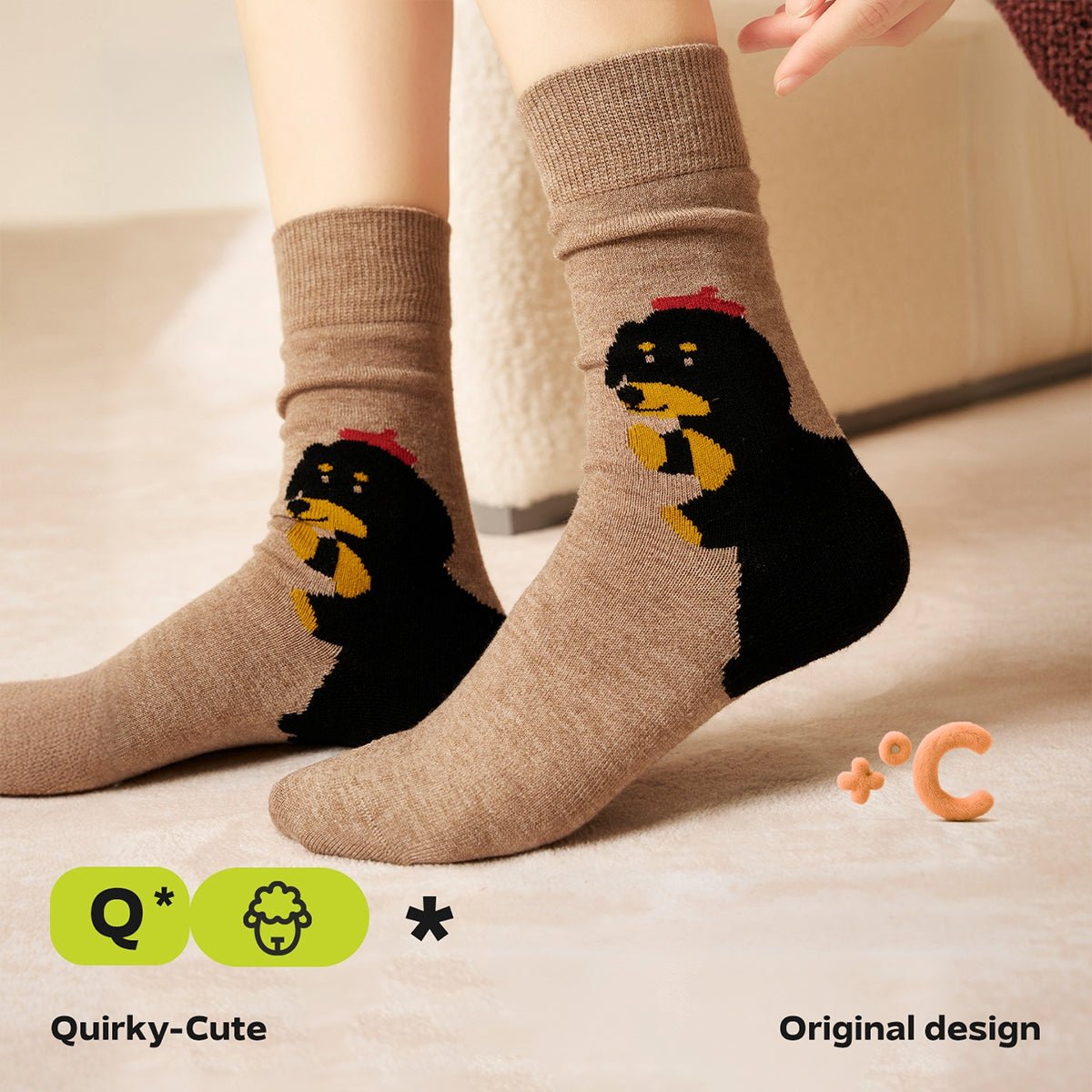 Cozy Winter Animal Wool Mid - Calf Socks – Women's 4 - Pair Cold - Weather Set