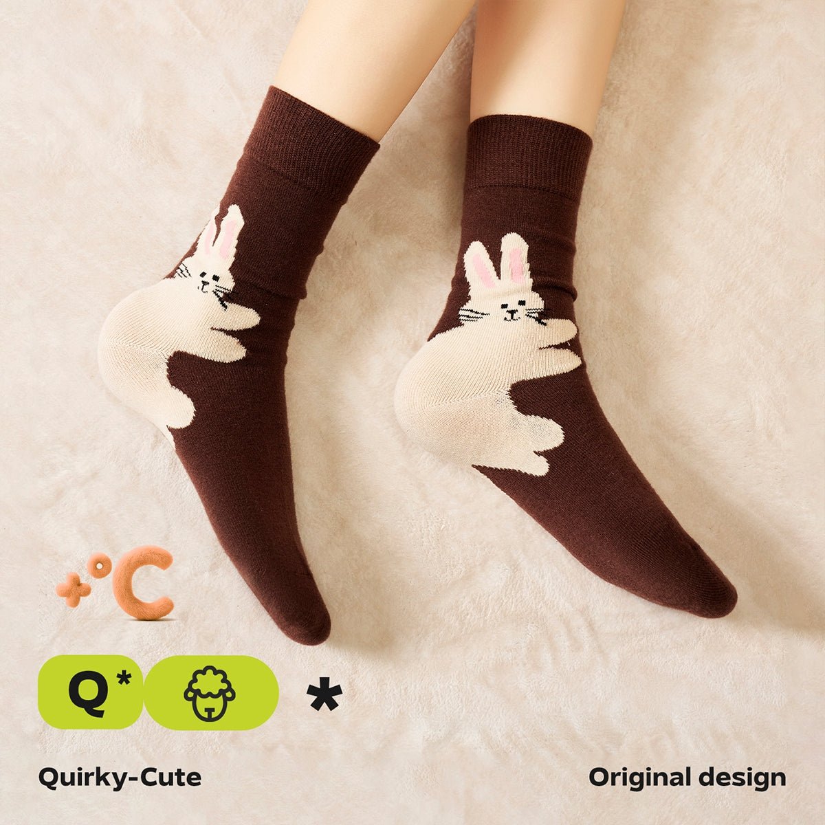 Cozy Winter Animal Wool Mid - Calf Socks – Women's 4 - Pair Cold - Weather Set