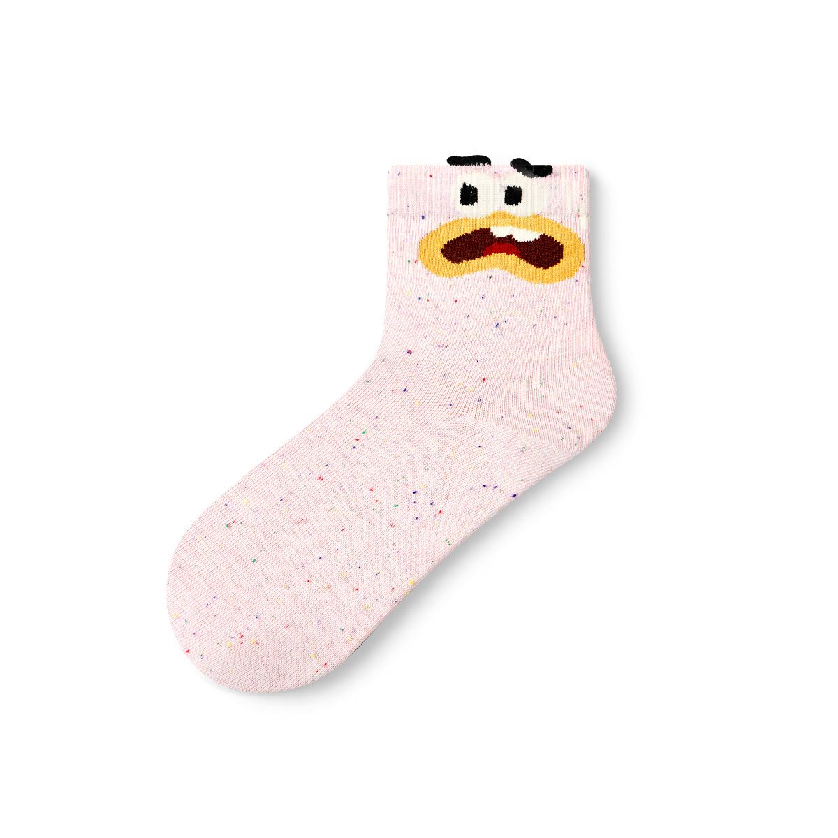 Cute Expression Face Speckled Ankle Socks – Women's 5 - Pair Thin Summer Set