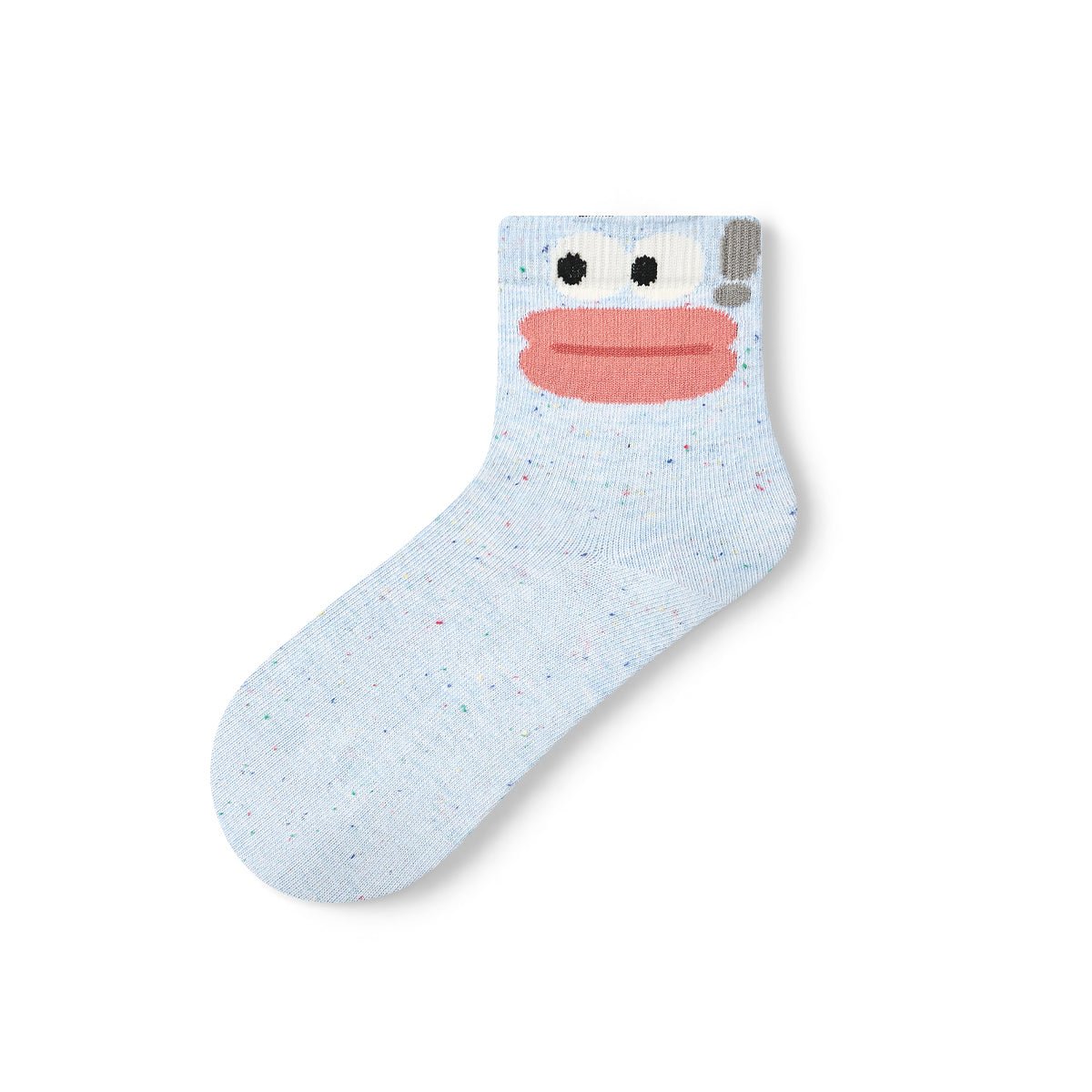 Cute Expression Face Speckled Ankle Socks – Women's 5 - Pair Thin Summer Set