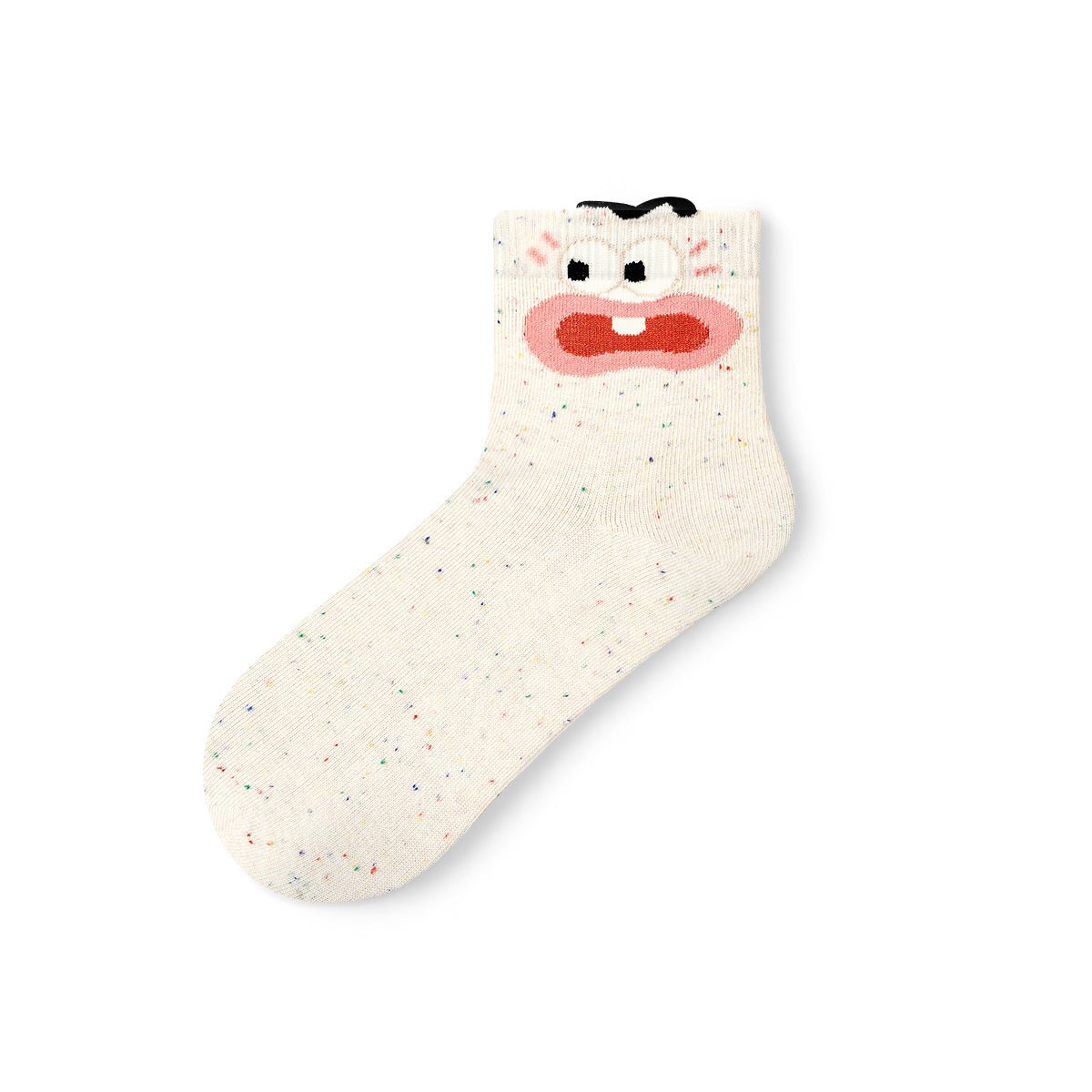 Cute Expression Face Speckled Ankle Socks – Women's 5 - Pair Thin Summer Set