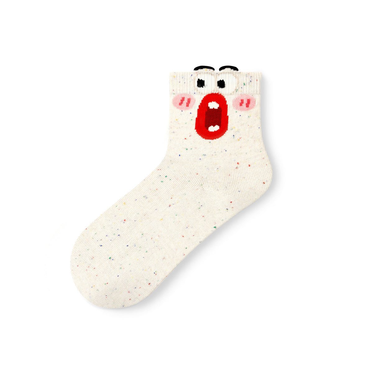 Cute Expression Face Speckled Ankle Socks – Women's 5 - Pair Thin Summer Set