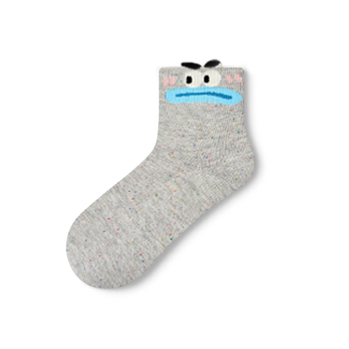 Cute Expression Face Speckled Ankle Socks – Women's 5 - Pair Thin Summer Set