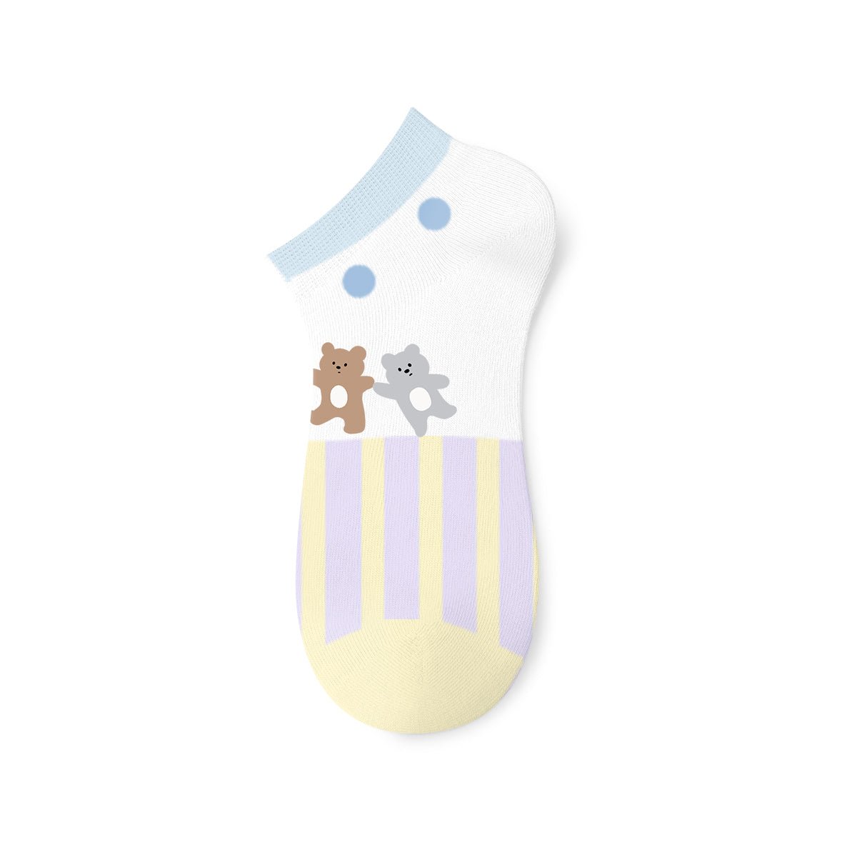 Cute Pastel Animal Illustration Ankle Socks – Women's 5 - Pair Thin Summer Set