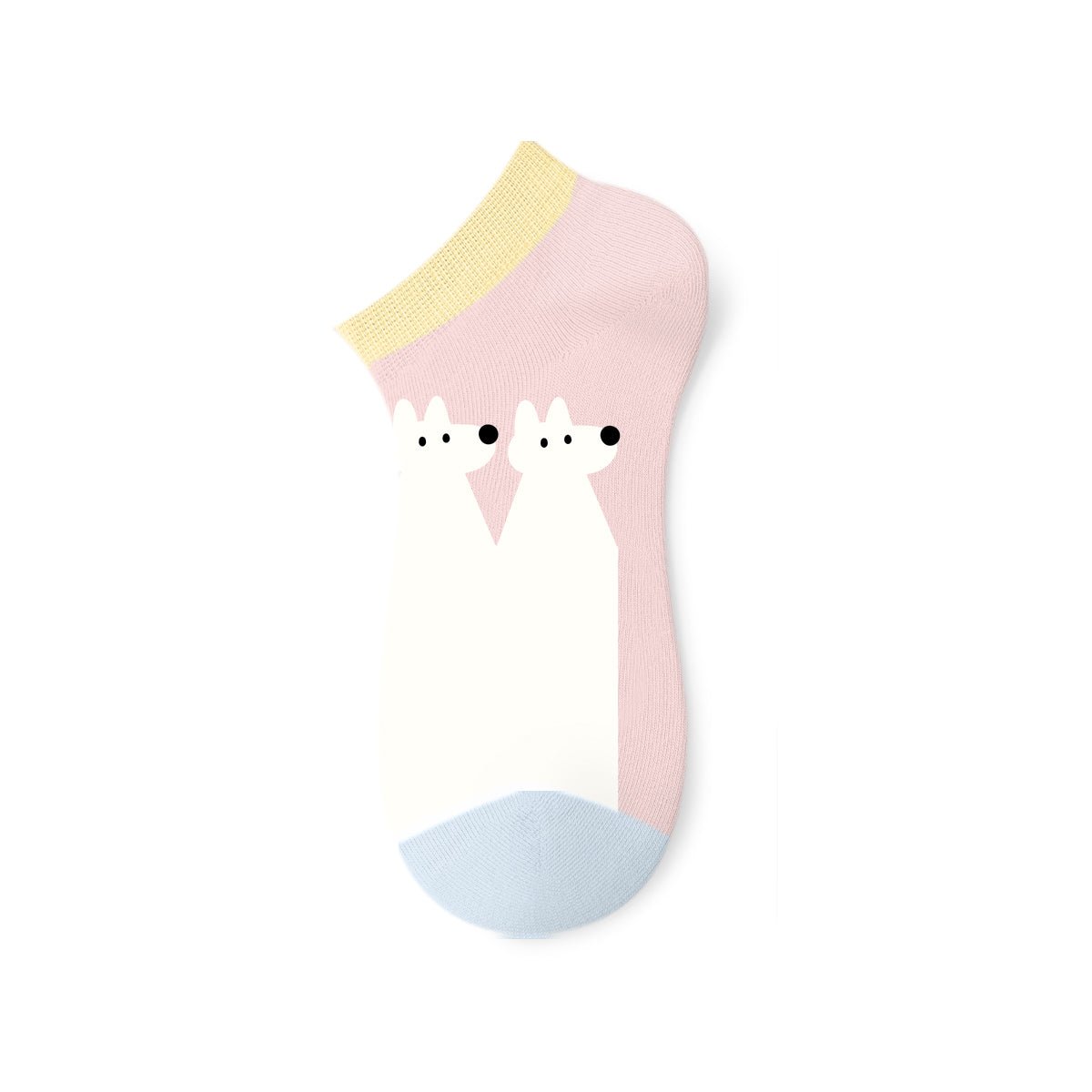Cute Pastel Animal Illustration Ankle Socks – Women's 5 - Pair Thin Summer Set