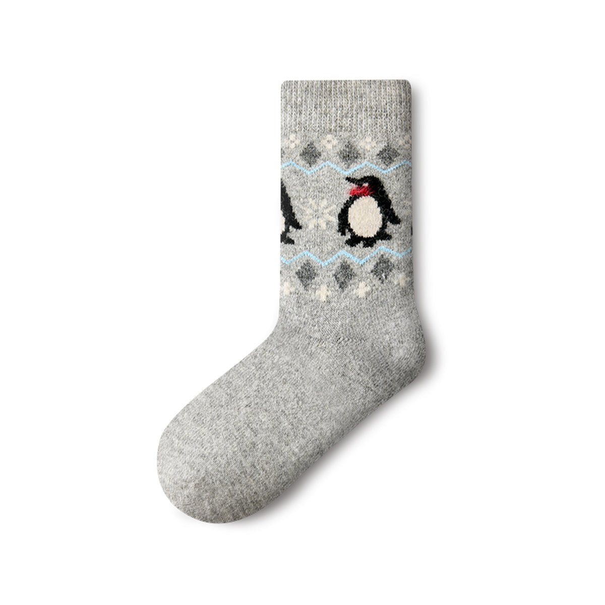 Cute Penguin Fair Isle Wool Mid - Calf Socks – Women's 4 - Pair Winter Set