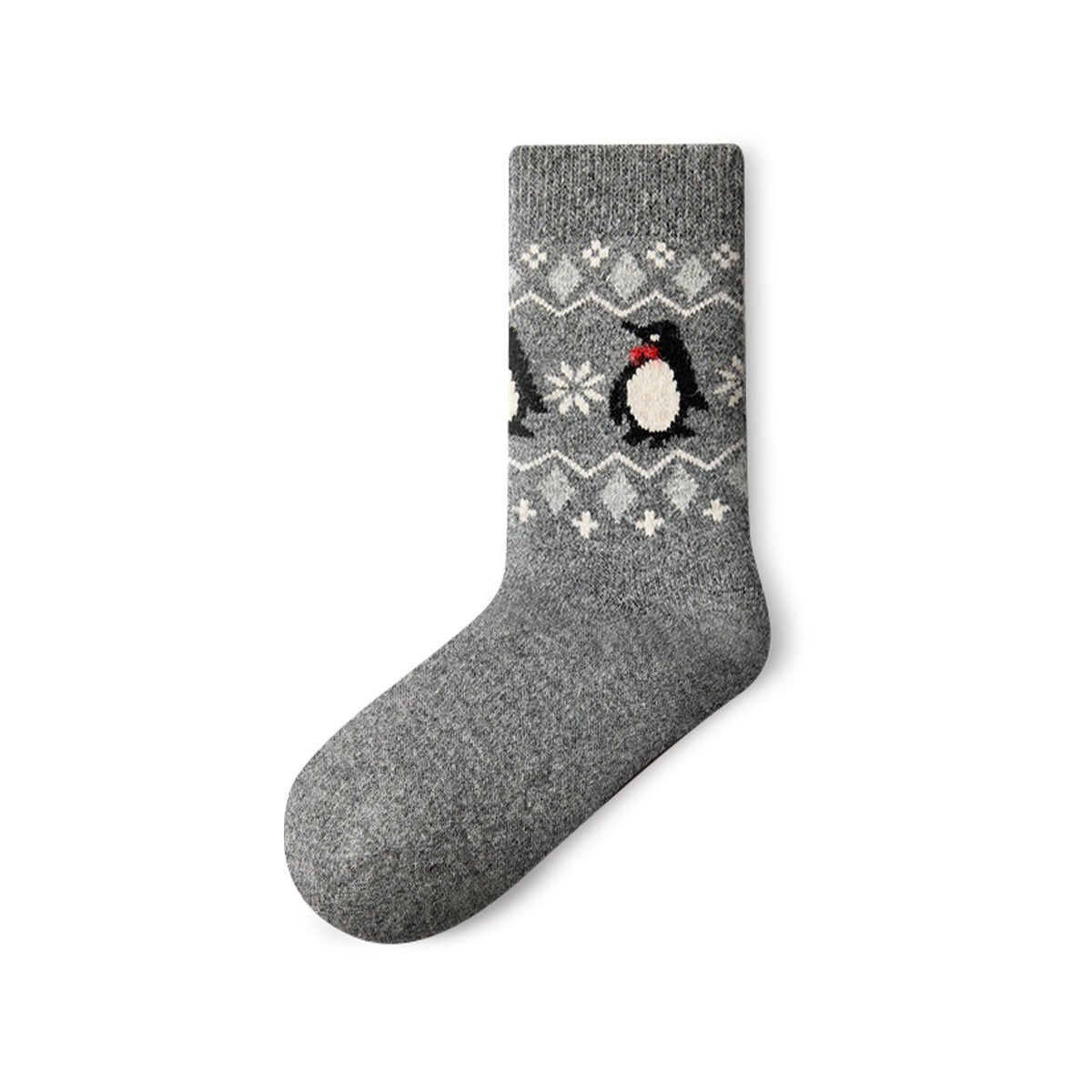 Cute Penguin Fair Isle Wool Mid - Calf Socks – Women's 4 - Pair Winter Set