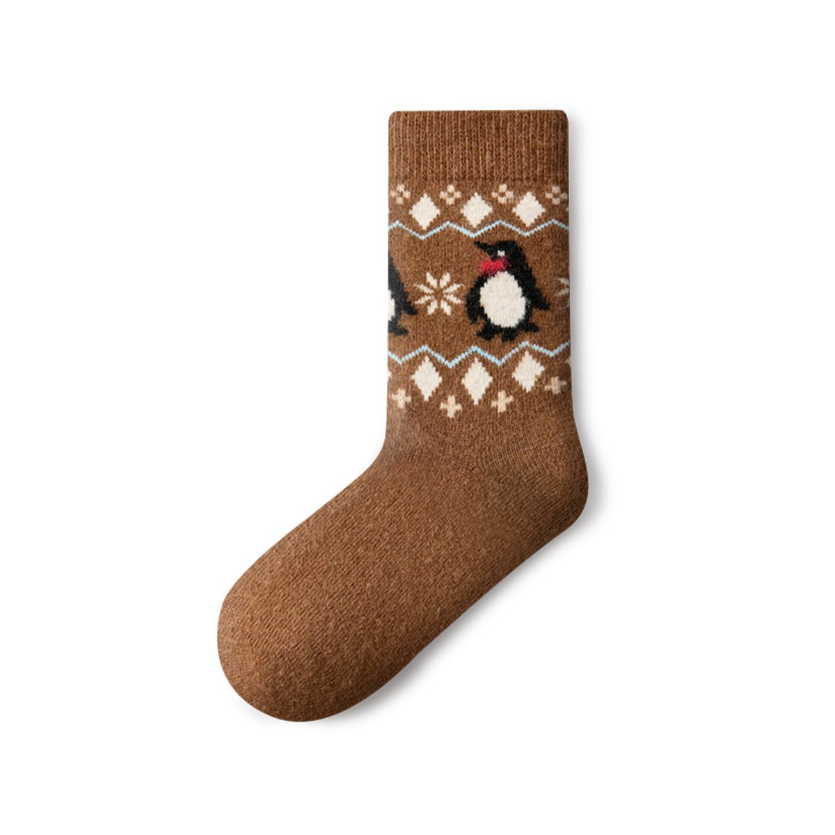 Cute Penguin Fair Isle Wool Mid - Calf Socks – Women's 4 - Pair Winter Set