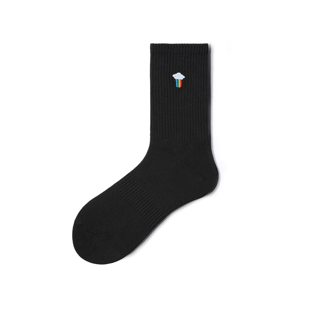 Cute Weather Embroidered Black Mid - Calf Socks – Women's 5 - Pair All - Season Crew Set