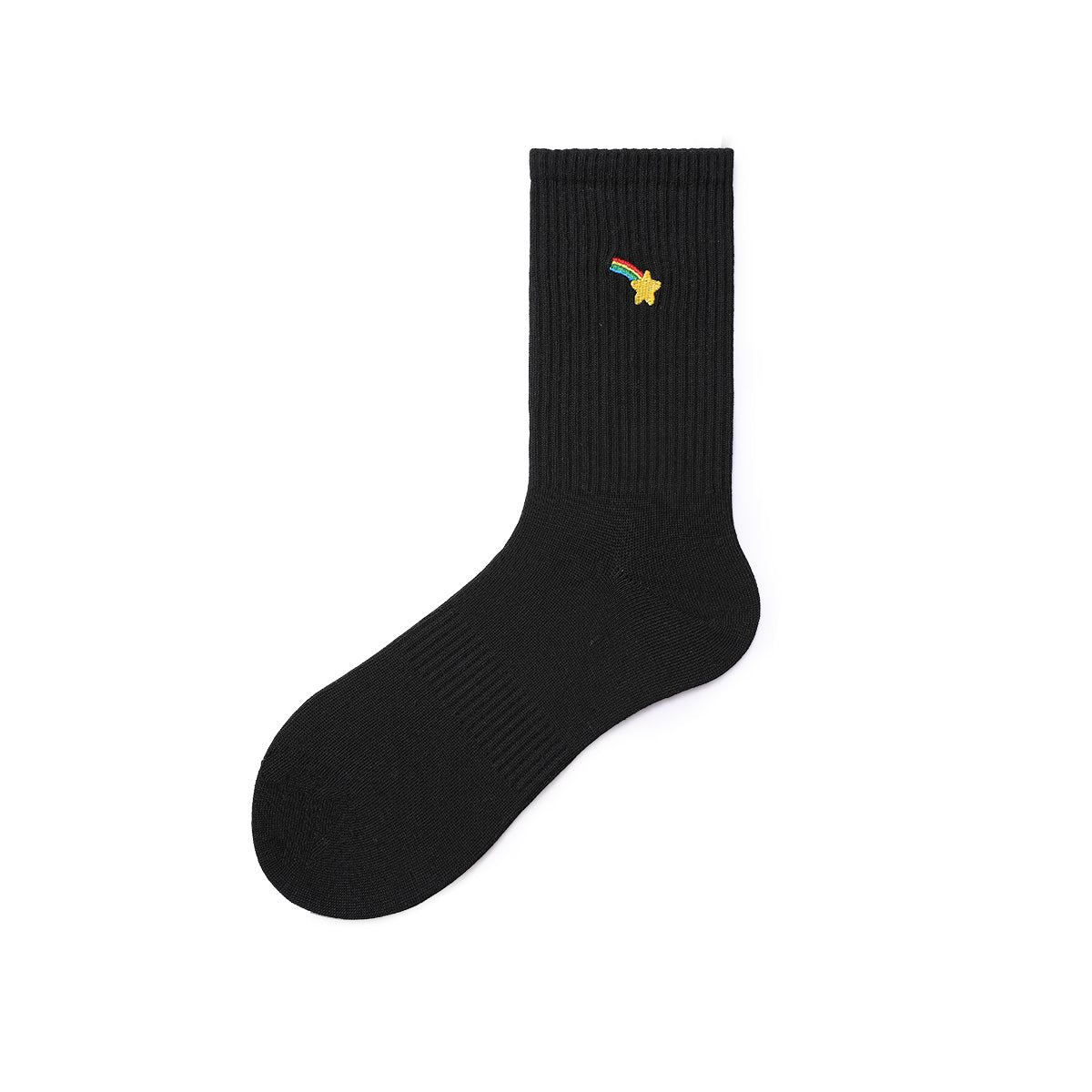 Cute Weather Embroidered Black Mid - Calf Socks – Women's 5 - Pair All - Season Crew Set