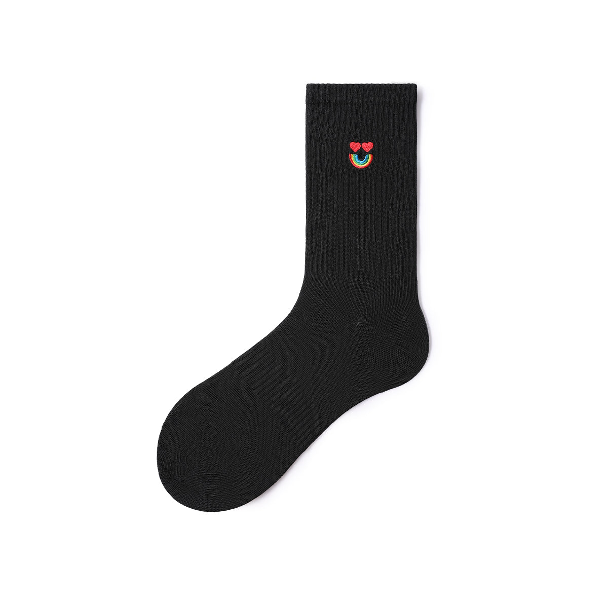 Cute Weather Embroidered Black Mid - Calf Socks – Women's 5 - Pair All - Season Crew Set