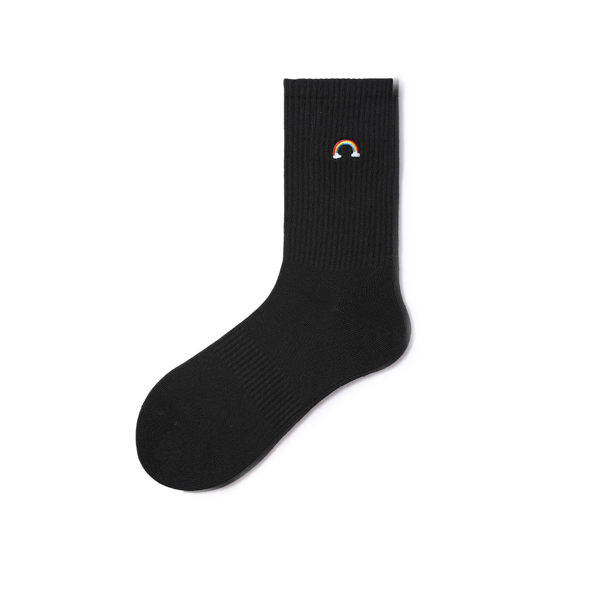 Cute Weather Embroidered Black Mid - Calf Socks – Women's 5 - Pair All - Season Crew Set