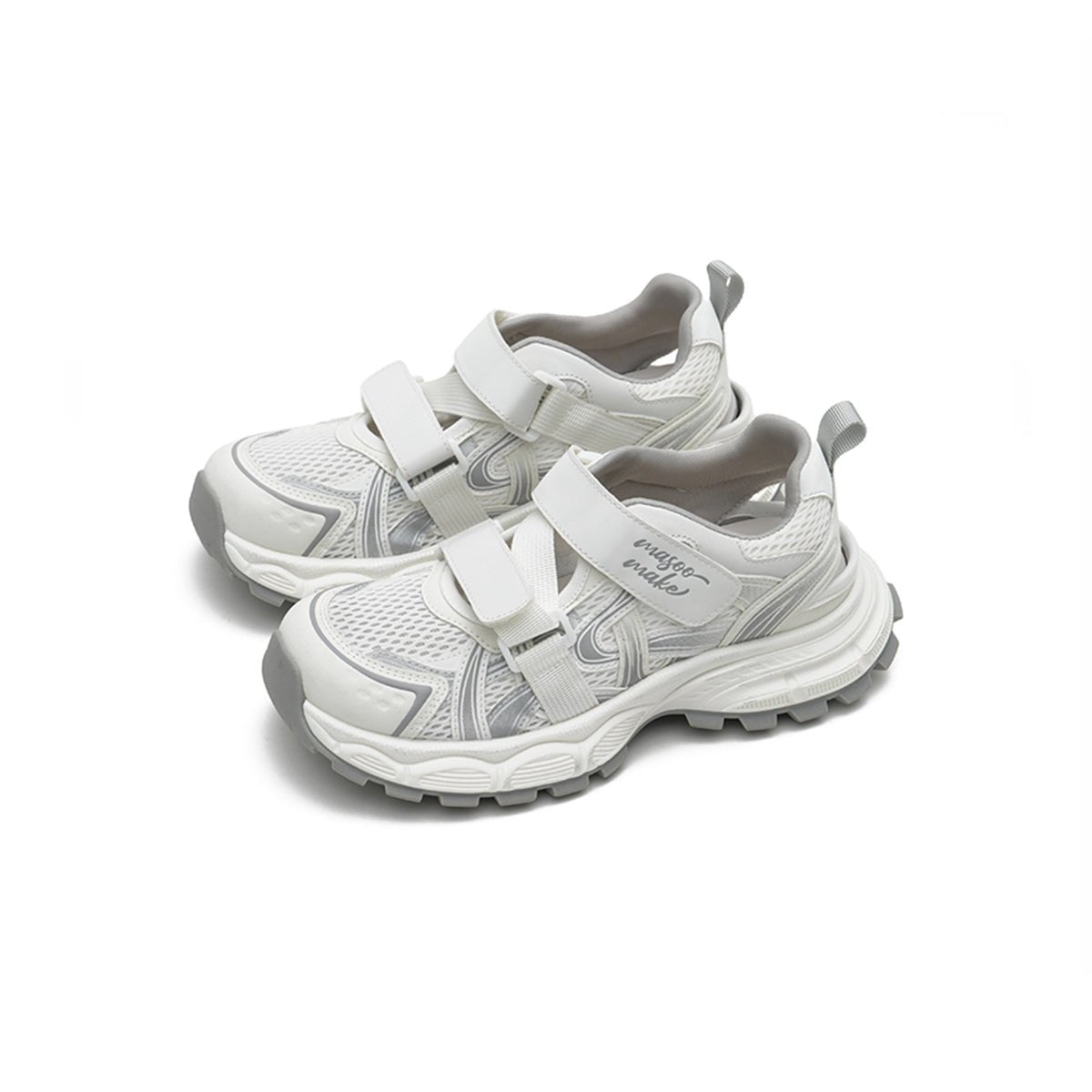 Women's Cutout Mesh Hybrid Sneaker Sandals – Velcro Chunky Platform Shoes