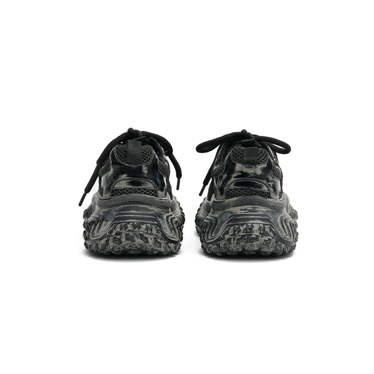 Women's Distressed Chunky Platform Sneakers – Caged Lace - Up Trainers
