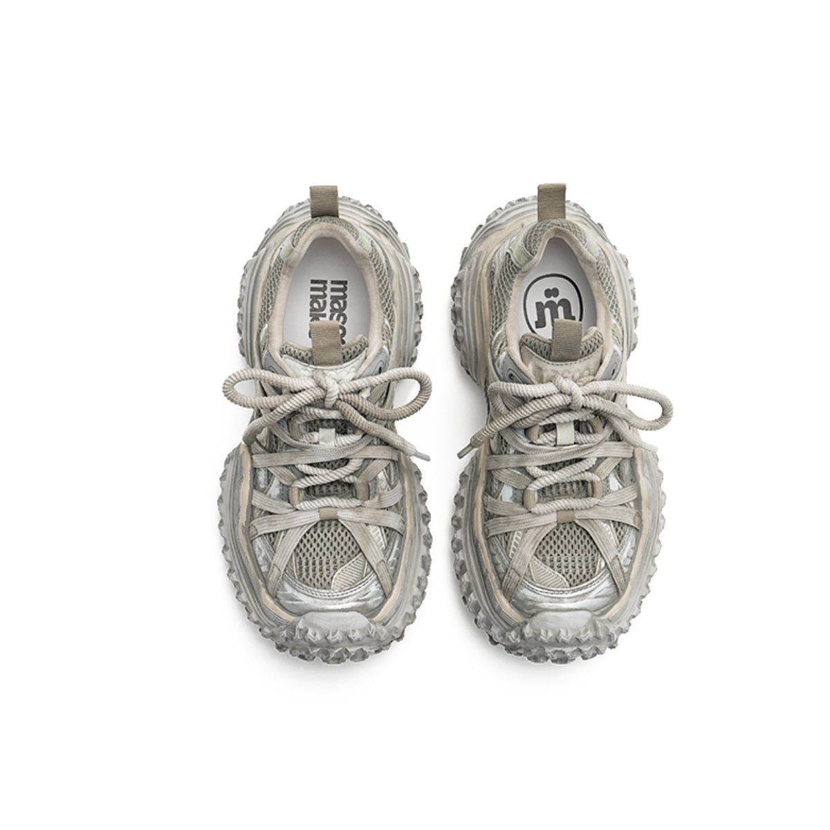 Women's Distressed Chunky Platform Sneakers – Caged Lace - Up Trainers