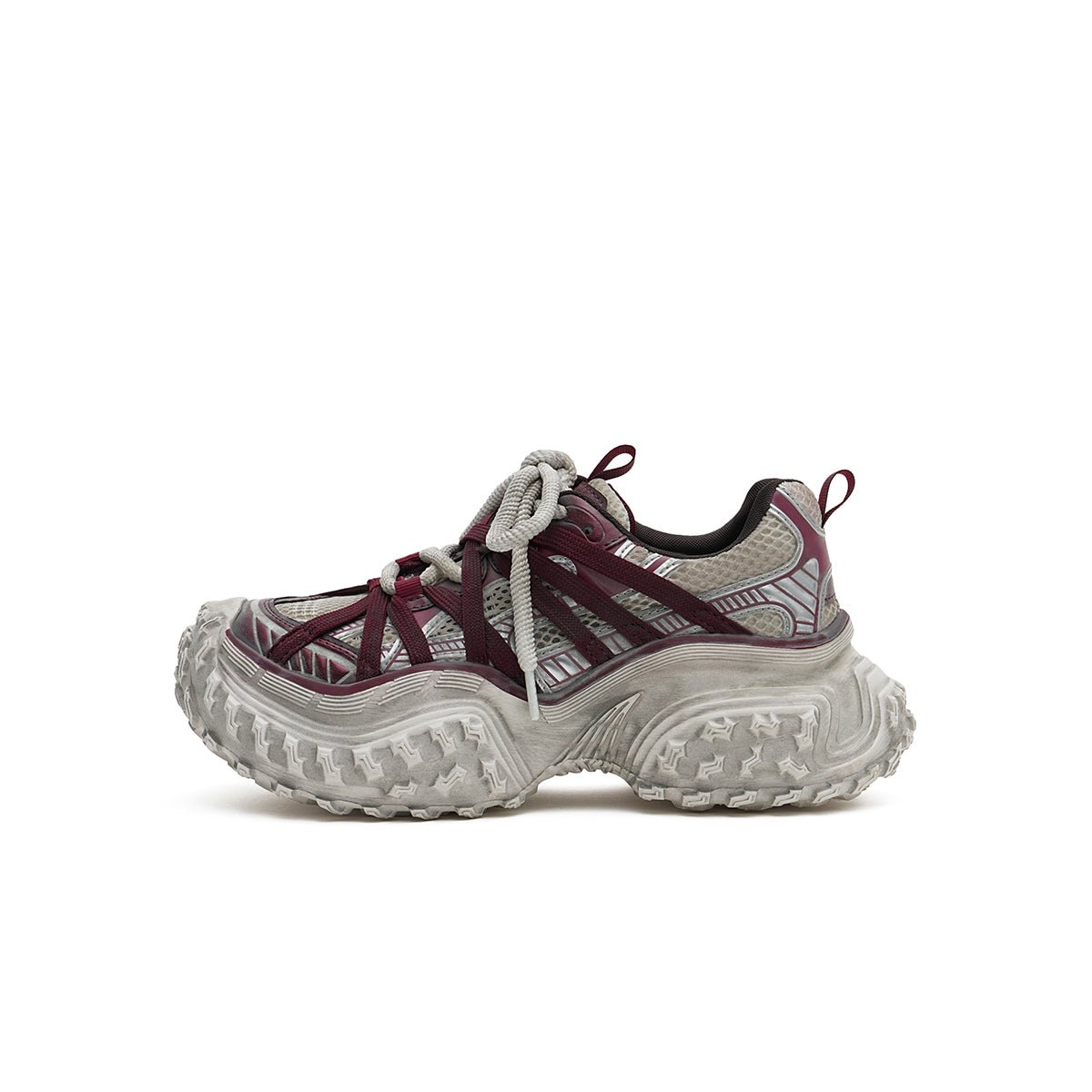 Women's Distressed Chunky Platform Sneakers – Caged Lace - Up Trainers