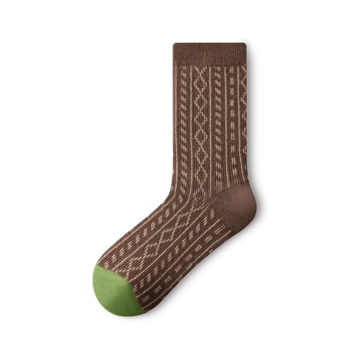 Women's Earth Tone Heritage Pattern Wool Mid - Calf Socks - 5 Pair Winter Set