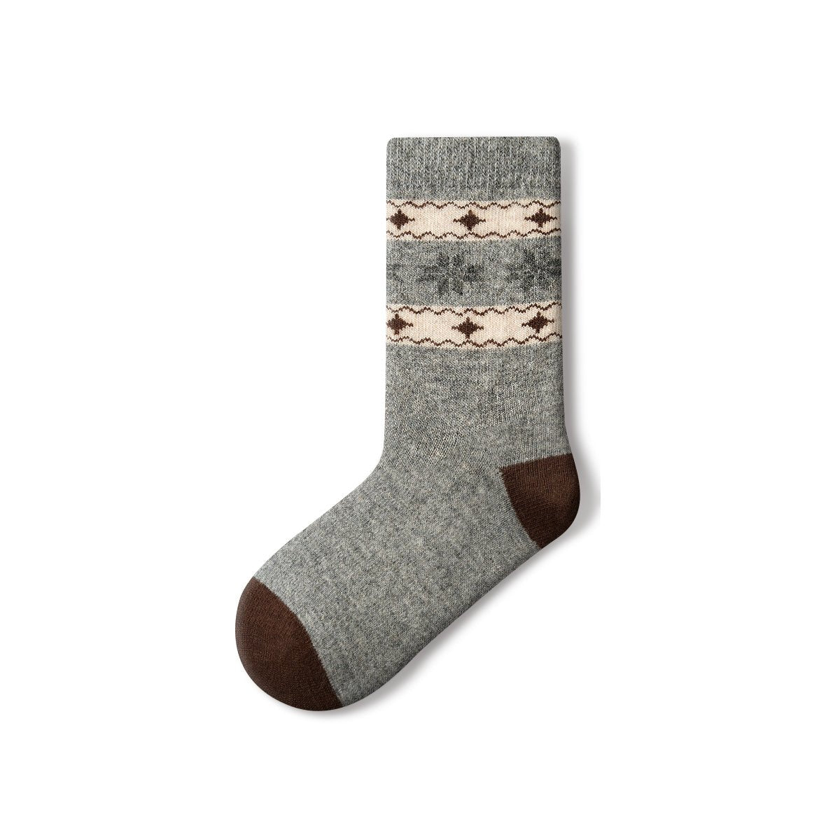 Women's Fair Isle Snowflake Wool Mid - Calf Socks - 4 Pair Winter Set