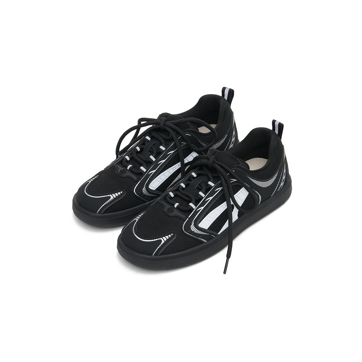 Women’s Flat Technical Mesh Sneakers – Graphic Panel Trainers