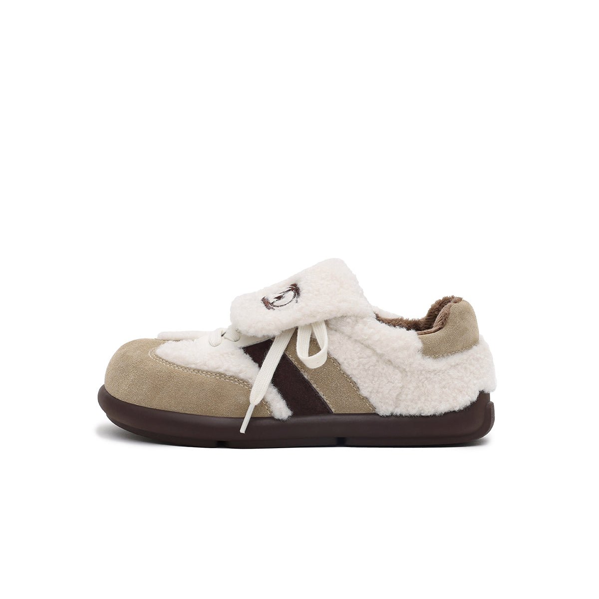 Women's Fleece - Lined Beige Winter Sneakers – Chunky Shearling Trainers