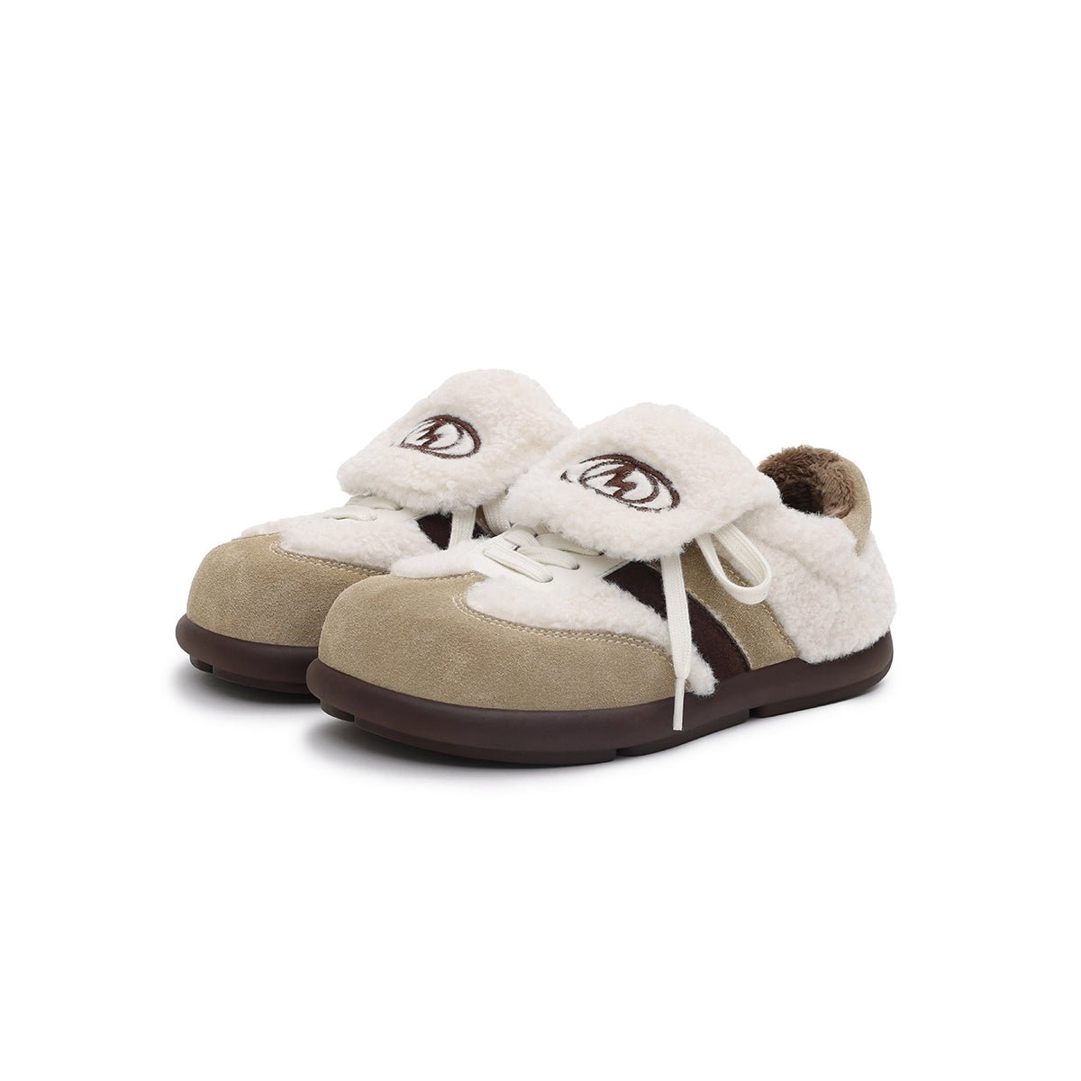 Women's Fleece - Lined Beige Winter Sneakers – Chunky Shearling Trainers