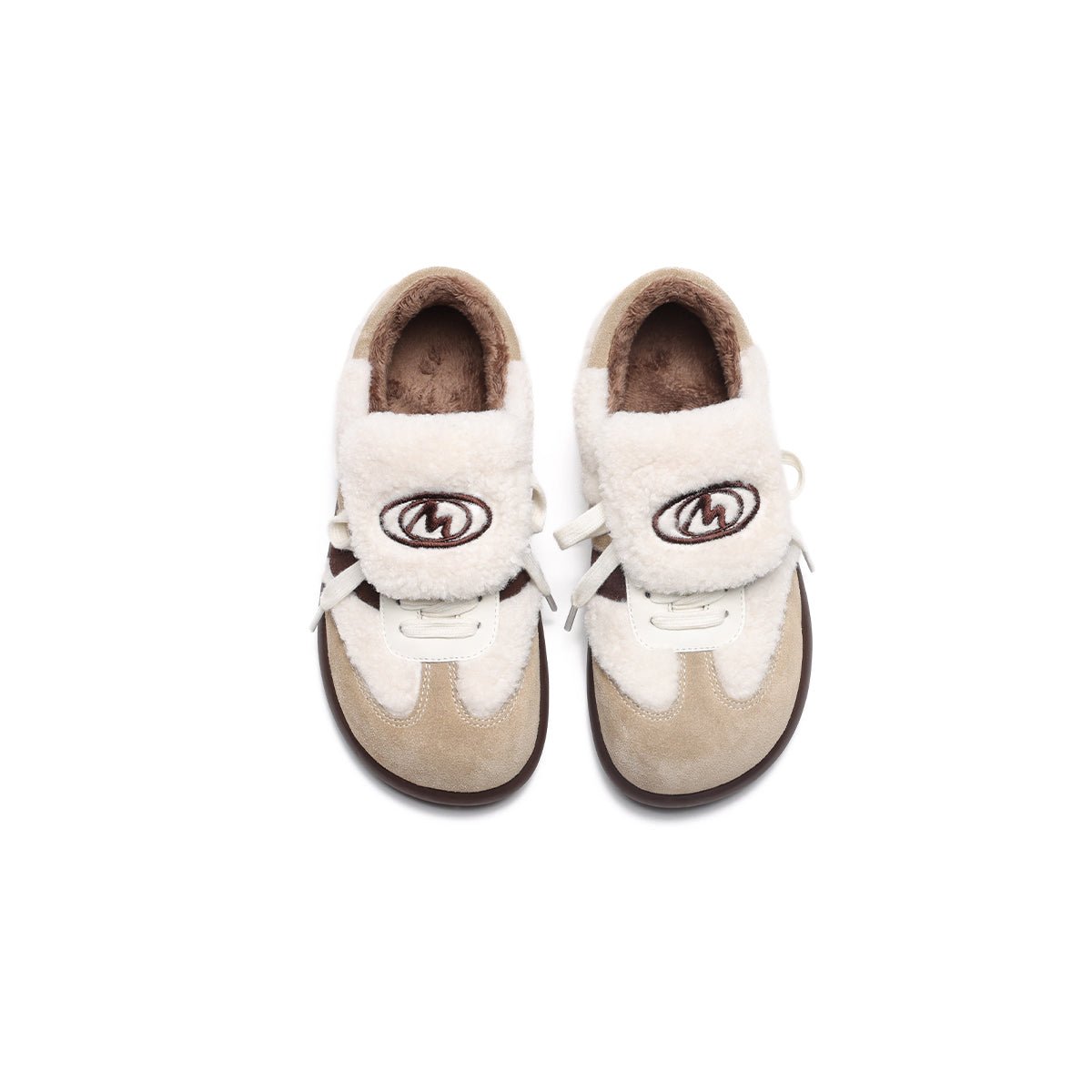 Women's Fleece - Lined Beige Winter Sneakers – Chunky Shearling Trainers