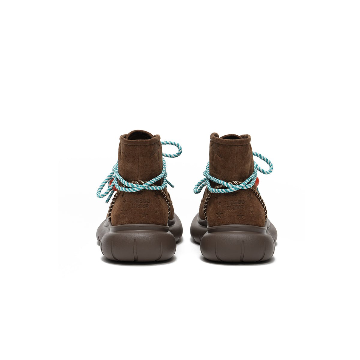 Women's Fleece - Lined Star Suede Platform Ankle Boots – Beaded Rope Lace Chunky Boots