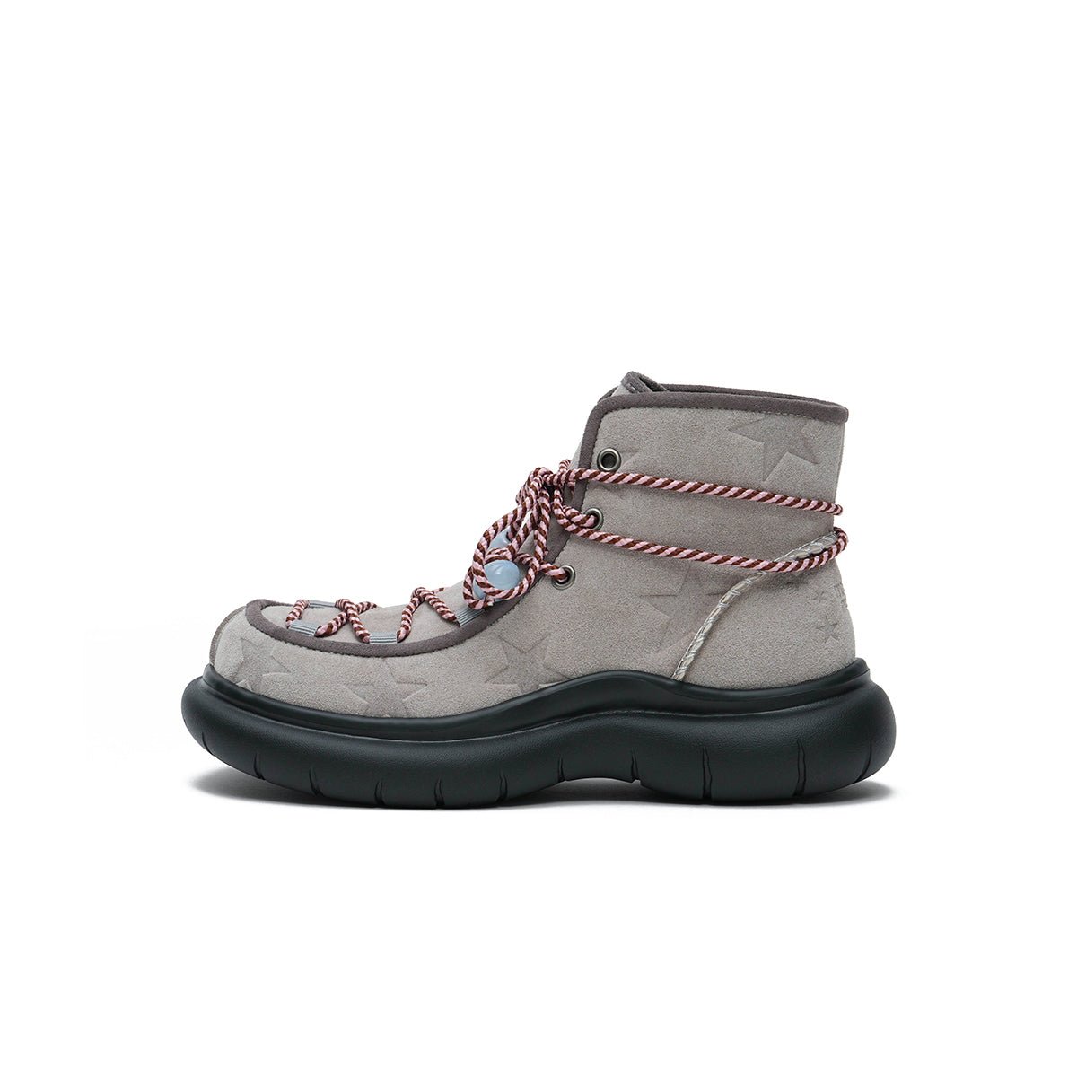 Women's Fleece - Lined Star Suede Platform Ankle Boots – Beaded Rope Lace Chunky Boots