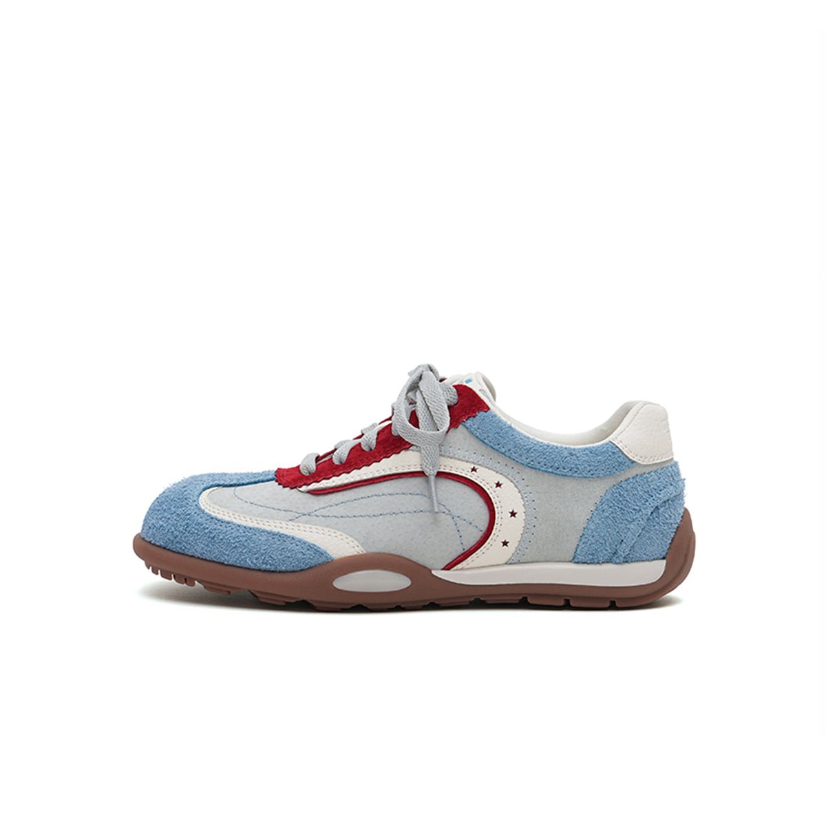 Women's Fuzzy Suede Star GAT Flat Sneakers – Retro Colorblock Trainer Shoes