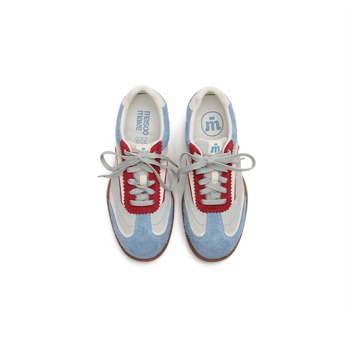 Women's Fuzzy Suede Star GAT Flat Sneakers – Retro Colorblock Trainer Shoes