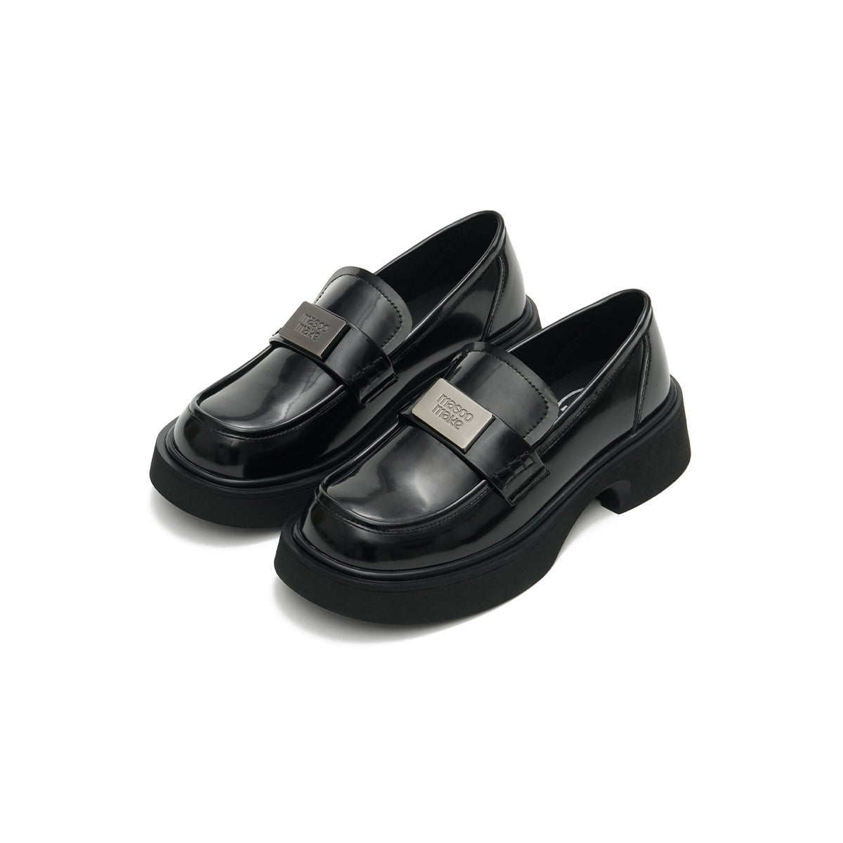 Women’s Glossy Leather Platform Loafers – British Style Slip - Ons