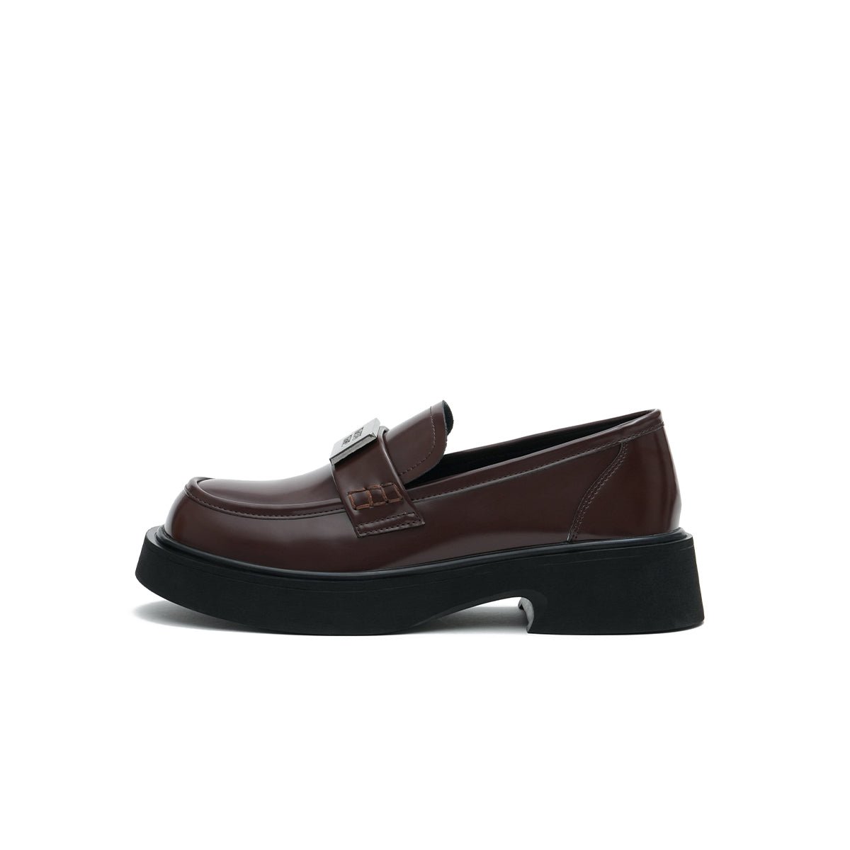 Women’s Glossy Leather Platform Loafers – British Style Slip - Ons