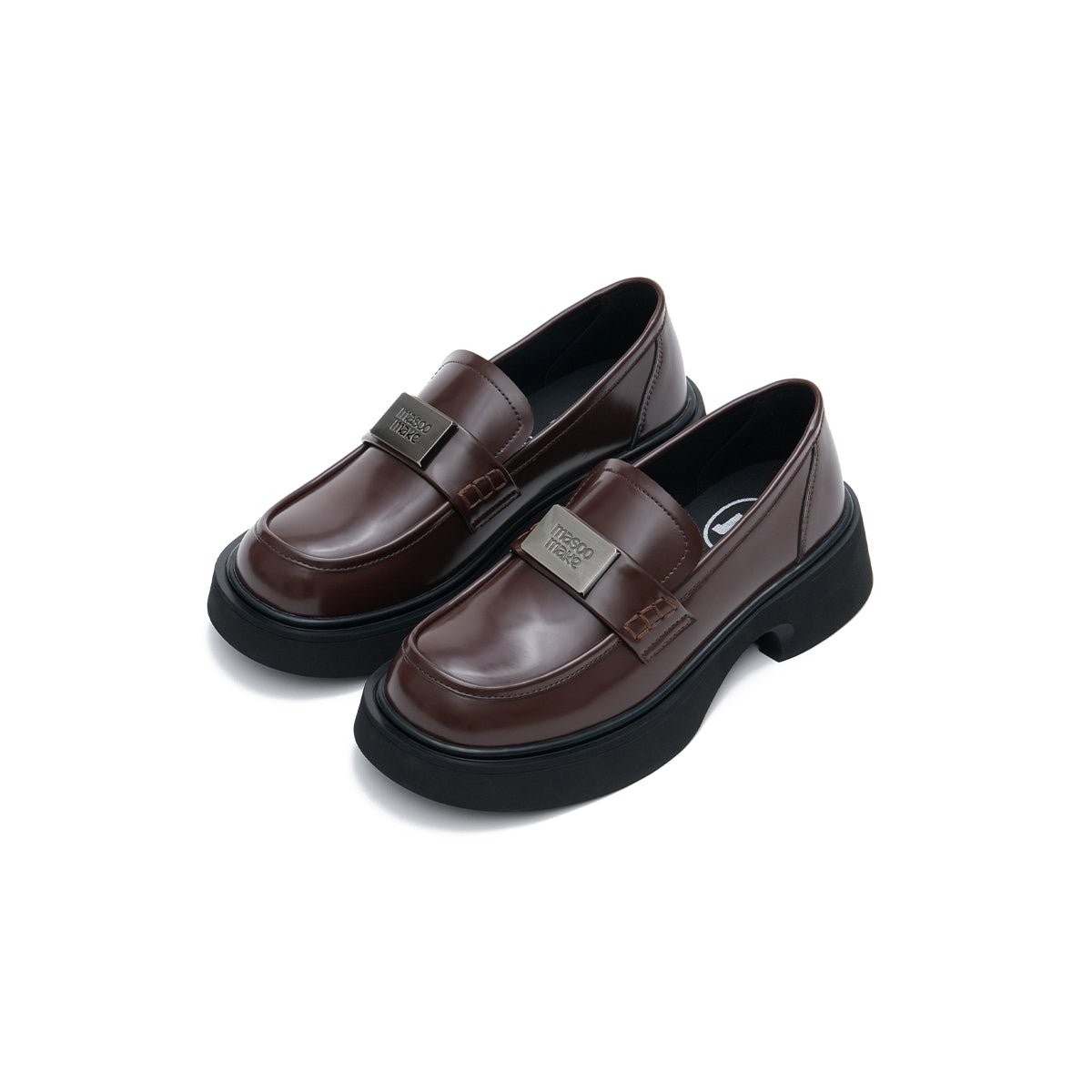 Women’s Glossy Leather Platform Loafers – British Style Slip - Ons