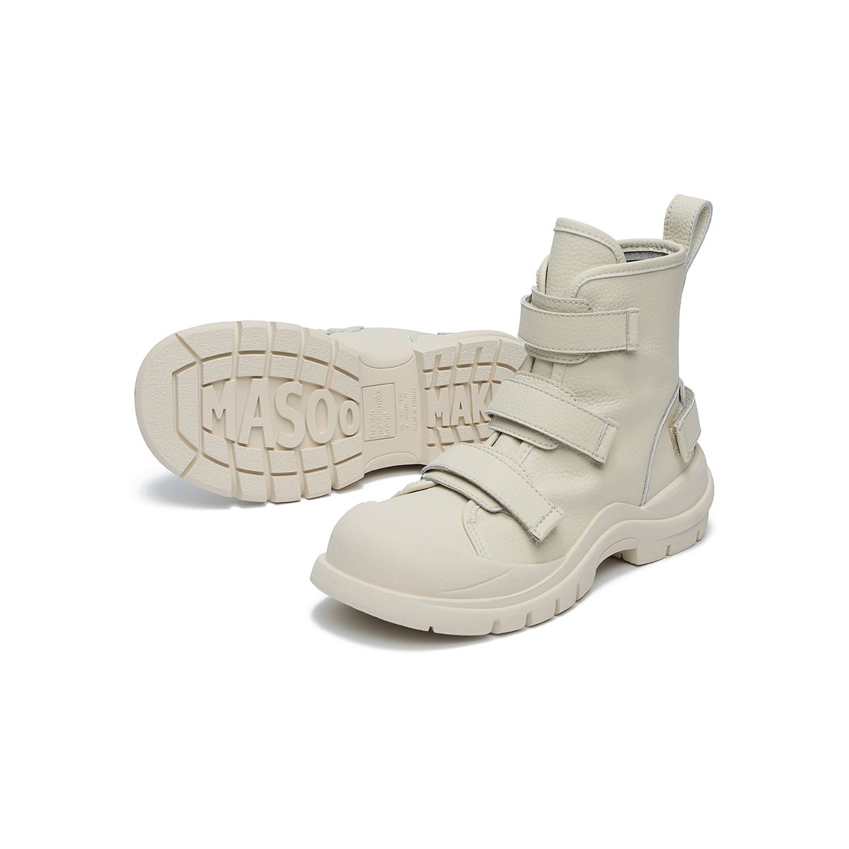 Women's Ivory Platform Martin Boots with Velcro Straps