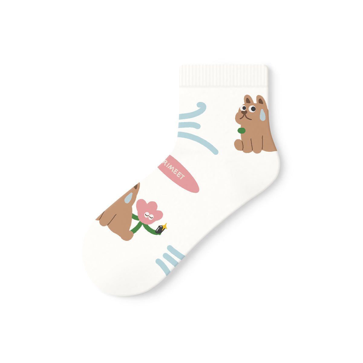 Women's Kawaii Animal Illustration Thin Crew Socks - 5 Pair Summer Set