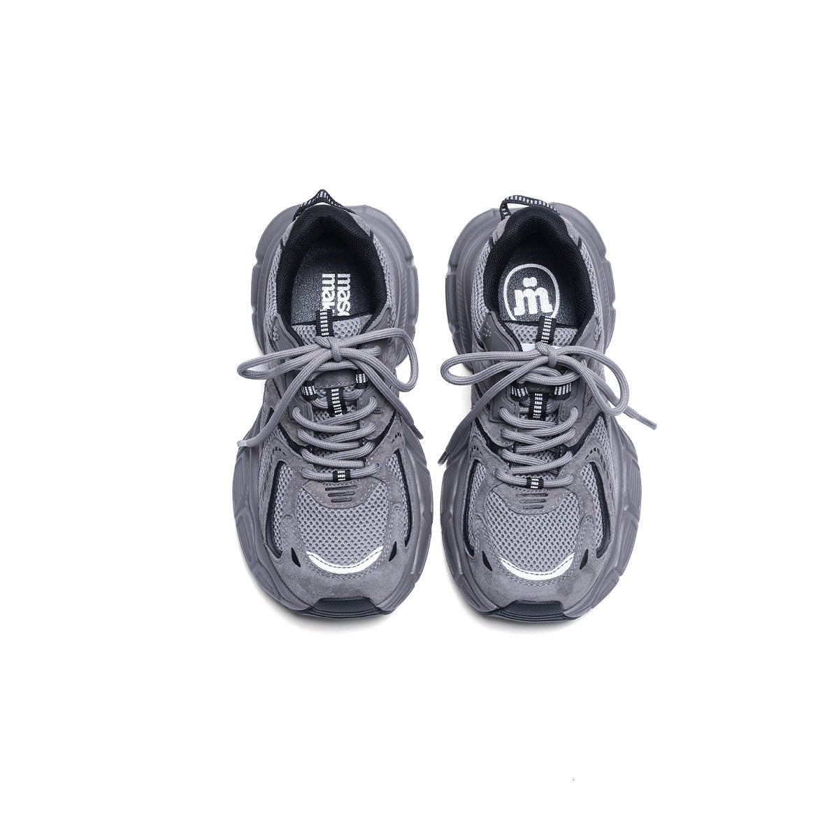 Women's Lightweight Grey Running Sneakers – Chunky Mesh Trainers